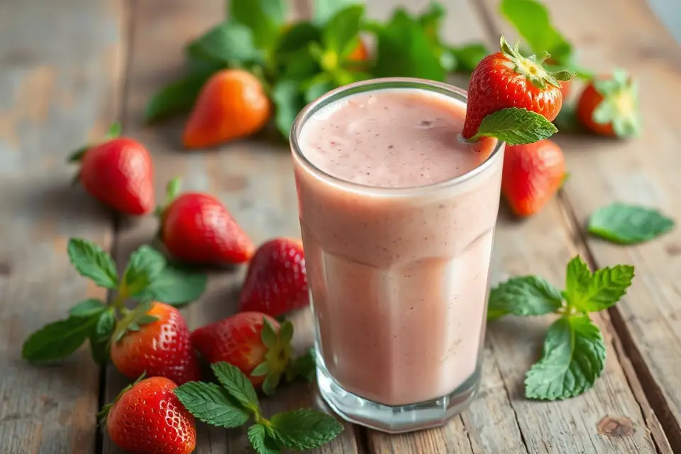 vibrant strawberry smoothie glass