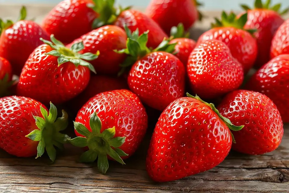 vibrant strawberry wooden table