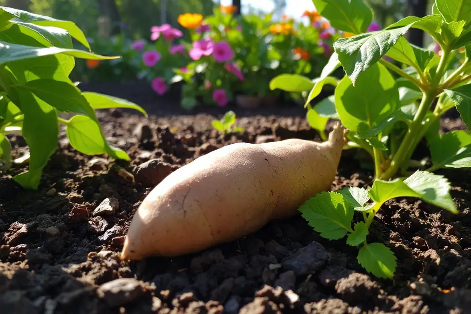 vibrant sweet potato garden