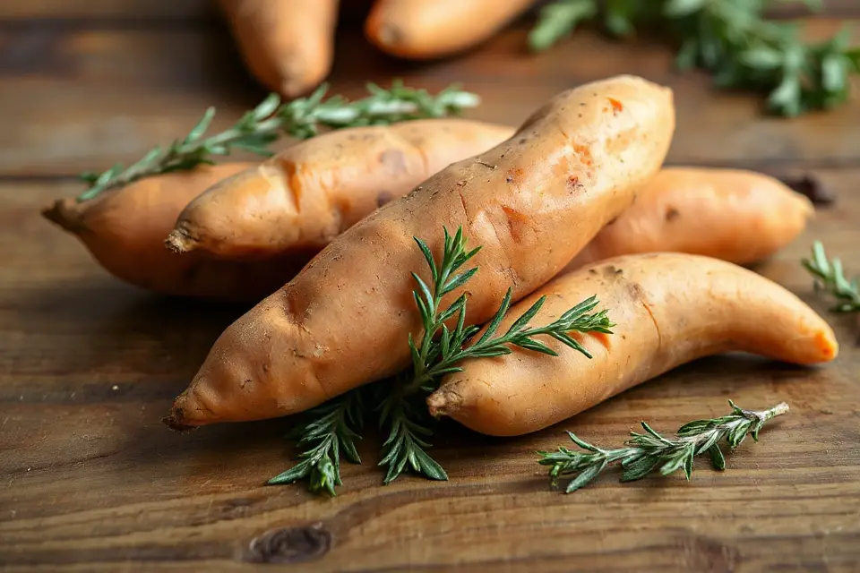 vibrant sweet potatoes photo