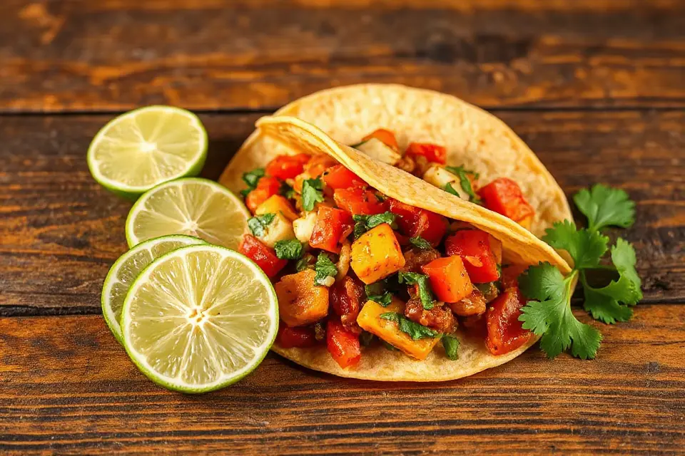 vibrant taco with garnish