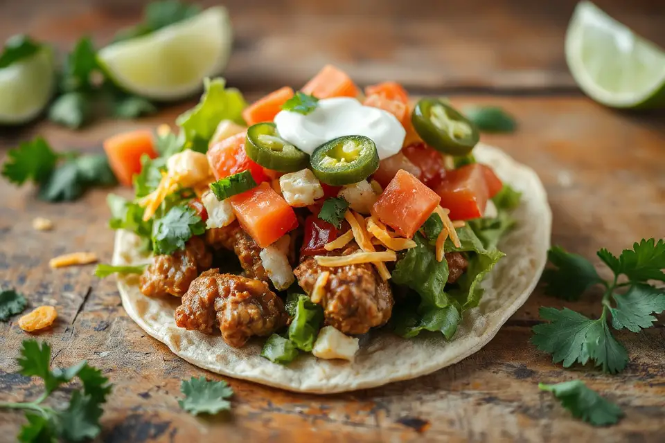 vibrant taco with toppings