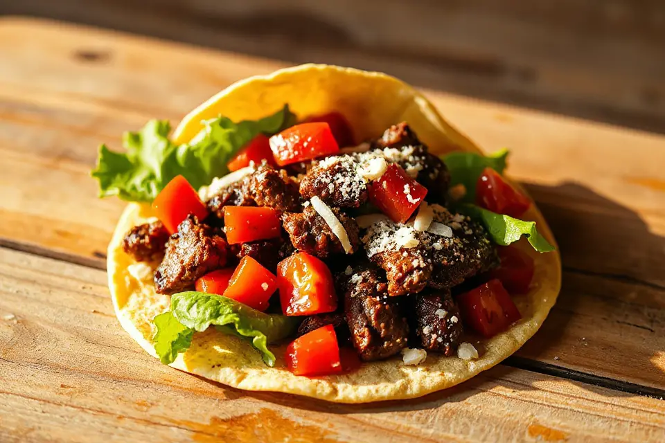 vibrant tacos on wood