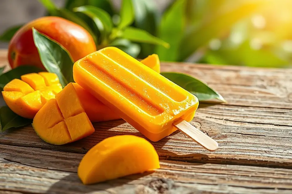 vibrant tropical mango popsicle