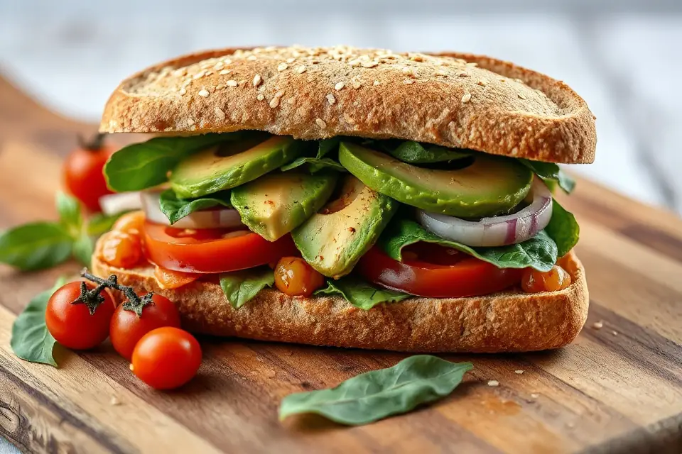 vibrant vegan avocado sandwich
