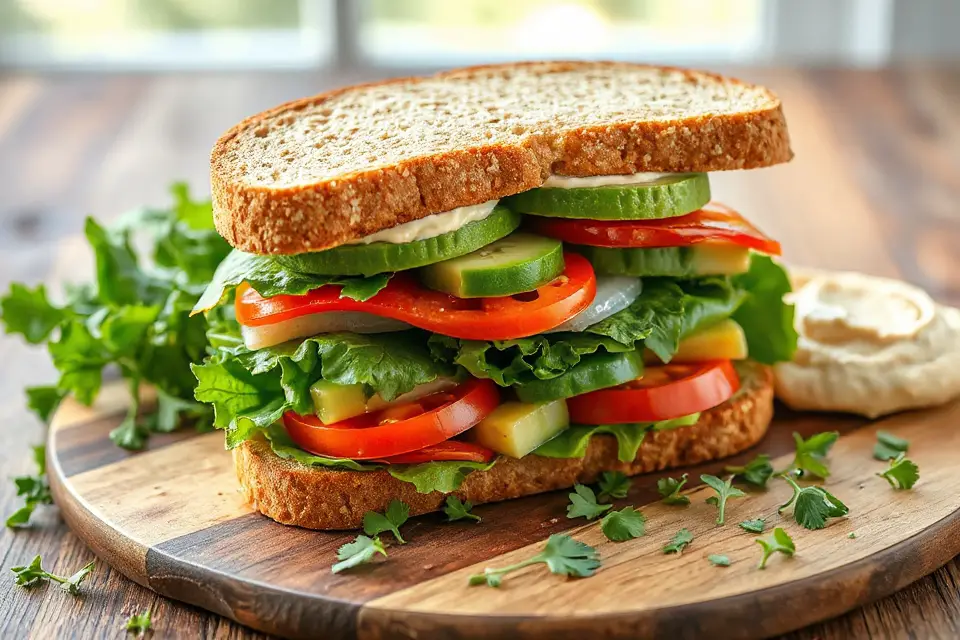 vibrant vegetable sandwich photo