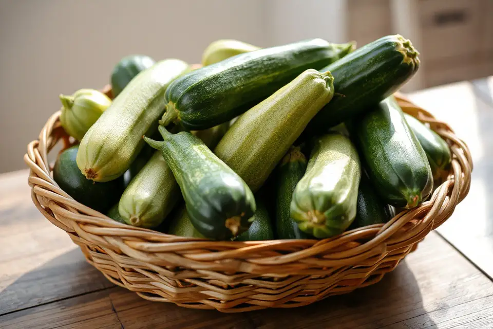 vibrant zucchini in basket