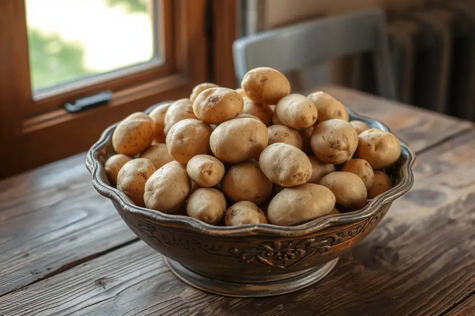 vintage bowl with potatoes