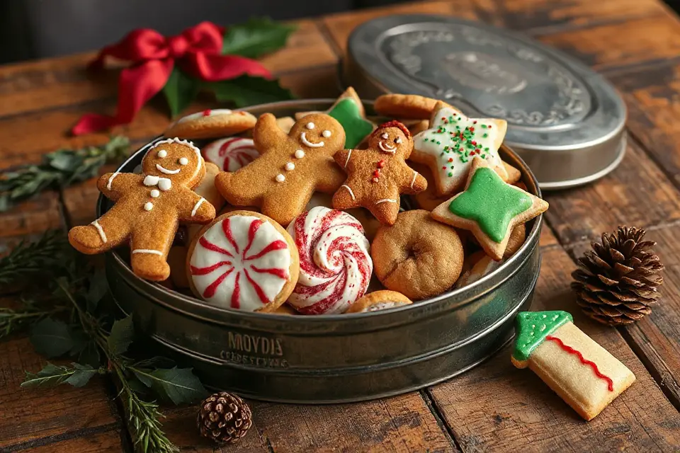 vintage cookie tin filled