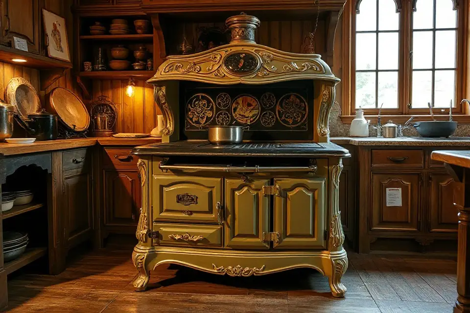 vintage stove stock photo