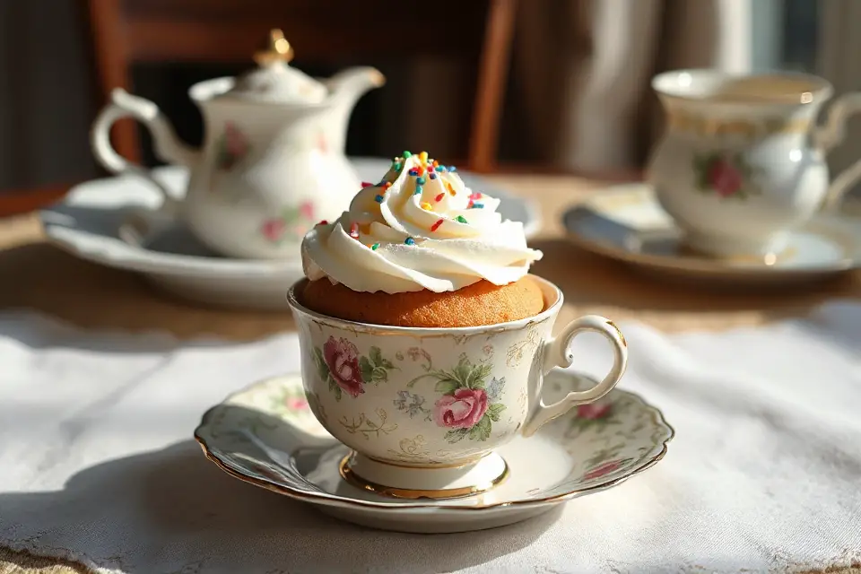 vintage tea cup cupcake