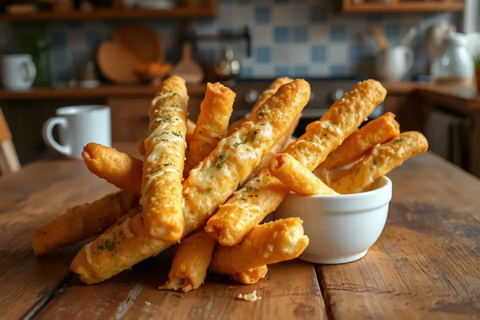 warm cheesy breadsticks photo