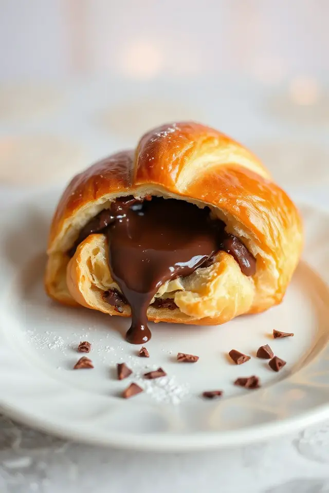 warm chocolate filled croissant