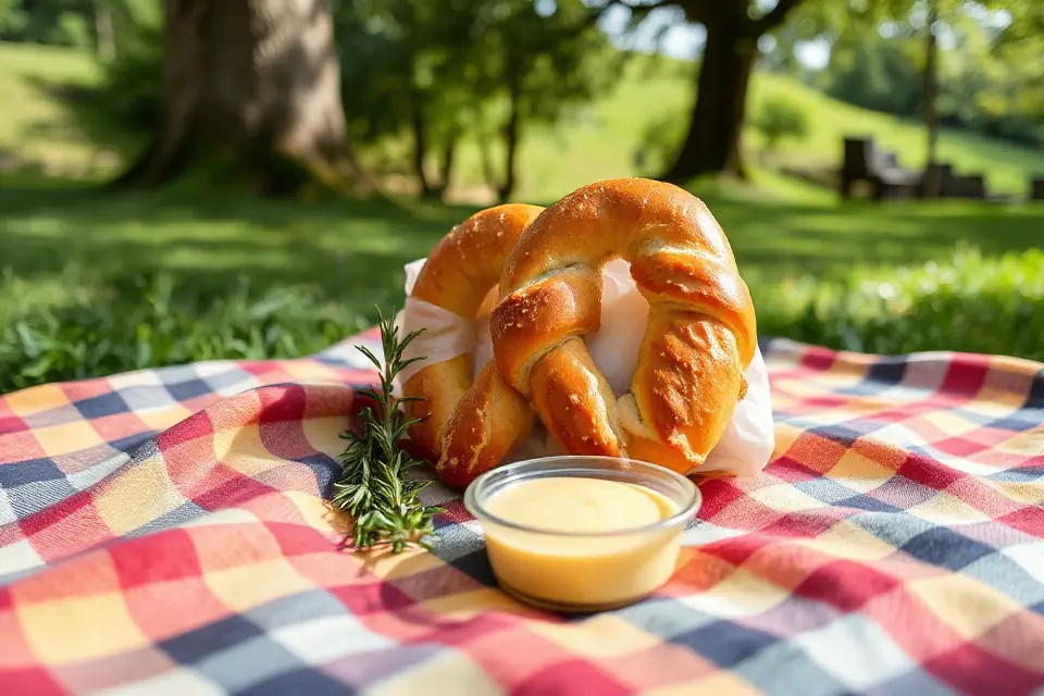 warm pretzel picnic blanket