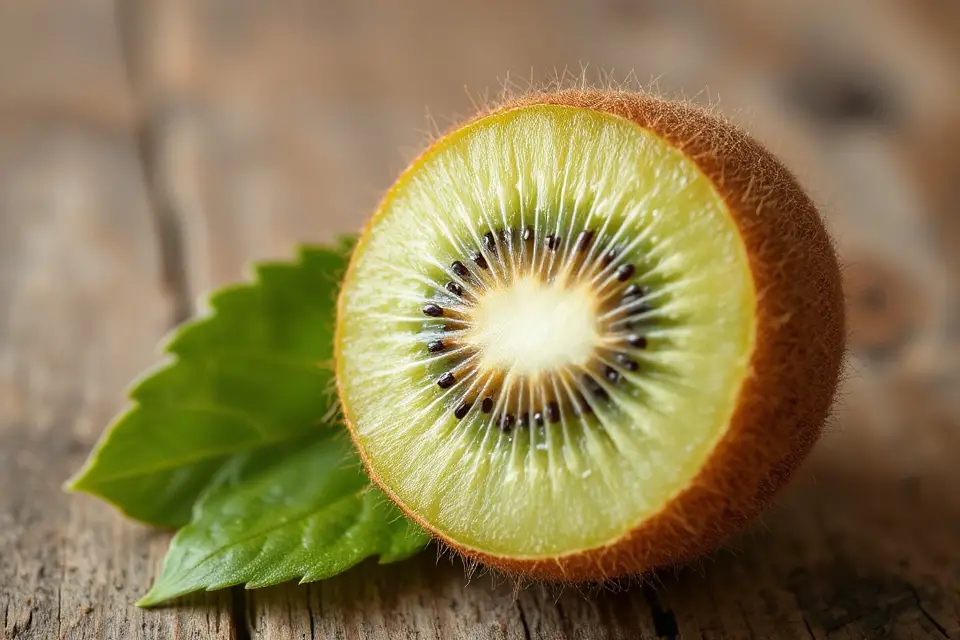 whole kiwi with leaf