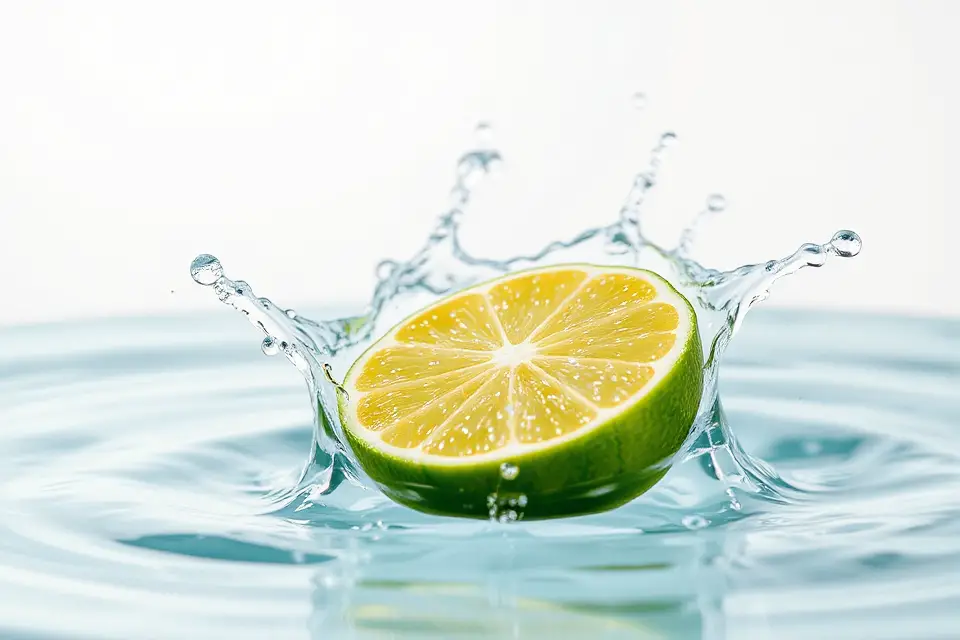 zesty limes with cascading water
