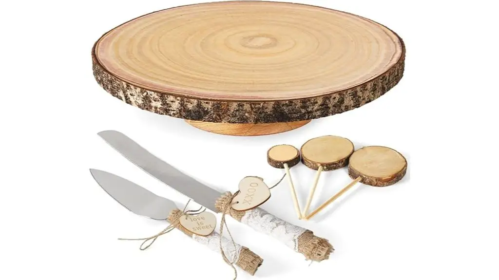 rustic wood cake stand